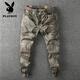 花花公子（PLAYBOY）干活穿的褲子男耐磨寬松建筑迷彩工作服加絨工作褲男士工裝秋冬季 迷彩綠 L 【建議110-125斤】