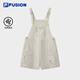 FILA FUSION斐樂潮牌梭織背帶褲女2025夏季新款涼感寬松連體短褲 麥米卡其-BG L 170/70A/L
