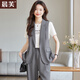 晨芙職業(yè)西裝馬甲套裝女夏季薄款小個(gè)子休閑外穿高級感無(wú)袖馬夾背心潮 灰色馬甲+長(cháng)褲 L 建議100-110斤