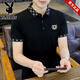 花花公子品牌男裝POLO衫短袖t恤翻領(lǐng)2025夏季新款潮流修身休閑百搭上衣服 TX7706黑色 5XL (170-190斤)