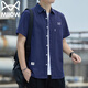 貓人短袖襯衫男夏季戶(hù)外外套翻領(lǐng)半袖襯衣休閑商務(wù)男士上衣 深藍 M