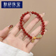 默研（MOYAN）南紅瑪瑙手鏈女和田玉葫蘆福牌銅錢(qián)彈力手串新中式國風(fēng)手鏈 6MM南紅瑪瑙和田玉葫蘆銅錢(qián)手鏈