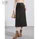 初申秋冬厚款半身裙女曠野美拉德格紋H型顯瘦后開(kāi)叉中長(cháng)裙S144B6006