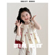 mlgt kids女童套裝夏季新款兒童蝴蝶結(jié)無袖背心兩件套女孩洋氣夏裝 米白色 100 cm