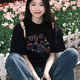 麓格立t恤女短袖新款潮流夏季衣服女裝寬松半袖高顏值上衣長款遮臀 活性黑L【建議100斤-120斤】