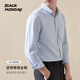 BLACKMONDAY純棉牛津紡長(cháng)袖襯衫男豎條紋男士免燙商務(wù)休閑襯衣 【甄選上市公司面料】藍條紋 L (175)