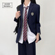 木村叔木村叔jk原創(chuàng)日系灰色西服外套女學(xué)生春秋季春秋季情侶款西服套裝 女款紺色西服外套JMS03 S