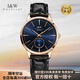 I&W CARNIVAL HWGUOJI瑞士品牌IW手表男進(jìn)口機械表商務(wù)男表18K金表男士手表防水腕表 愛沃馳間金藍(lán)面-進(jìn)口機芯+原裝皮表帶 +精美禮盒
