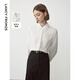 朗姿雪尼爾刺繡ol通勤氣質(zhì)白色襯衫長(cháng)袖上衣內搭襯衣女士冬季新款 本白色2 S