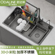 歐達(dá)琳廚衛(wèi)廚房大單槽聚渣寶盆水槽納米304不銹鋼日式洗碗洗菜盆臺下一體盆 三檔抽拉【8046】黑金剛套裝