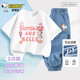 史努比（SNOOPY）童裝女童短袖套裝兒童短袖t牛仔褲2件套 白色belle+深藍(lán)鈴鐺  120