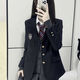 西兒jk制服黑色西裝外套女大學(xué)生學(xué)院風(fēng)三粒扣寬松韓版小西裝送徽章 JK制服西裝外套黑色 【送徽章】 L 95-109斤