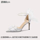 Lily Wei法式蝴蝶結(jié)高跟鞋仙女風(fēng)銀色婚鞋夏小碼配裙子涼鞋純欲不累腳 銀色【跟高8cm】 37