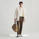 FULL MONTY【新款】咖啡色西褲休閑褲男士直筒寬松人字紋高腰褲子2025年春夏 咖啡色40037 M