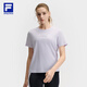 FILA 斐樂(lè)官方女裝針織短袖衫2025夏新款健身運(yùn)動(dòng)簡(jiǎn)約寬松圓領(lǐng)T恤 仙霞紫-VT L 170/88A/L
