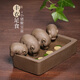 藏壺天下 喝水槽創(chuàng)意手工宜興段泥紫砂四只豬茶玩茶寵擺件豐衣足食