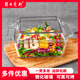 菲內(nèi)克斯耐熱 鋼化玻璃湯碗碟盤兩用煲?guī)w沙拉碗泡面碗適用微波爐烤箱 方形1.0L 單個