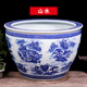 晟煦庭院大缸景德鎮青花瓷水缸金魚(yú)缸荷花碗蓮睡蓮盆烏龜缸酒店甲魚(yú)缸 山水 63x63x42cm 直徑63cm高42cm