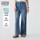 Teenie Weenie小熊女裝牛仔褲2025年夏季新款棉絲混紡休閑印花長(cháng)褲 深藍色 L