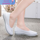 元蓓盈一字牌護士鞋女士白色坡跟美容鞋舒適單鞋老北京工作鞋軟底小白鞋 白色 35