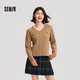 森馬（Semir）森柔毛衫|毛衣女刺繡V領(lǐng)顯瘦寬松2024絞花上衣復古風(fēng)109724107014