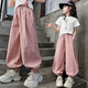 哈羅小黃鴨（G.DUCKKIDS）女童工裝褲夏季薄款2025新款兒童夏裝運動褲寬松洋氣女孩燈籠褲潮 白T+粉色工裝褲 120 cm
