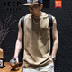JEEP SPIRIT美式復古背心男生夏季大碼青少年無(wú)袖T恤寬松運動(dòng)純色汗背心300斤 B101背心卡其色 M 【80-100斤】