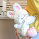 鷗咖諾可愛(ài)粉色兔子趴趴包女毛絨絨斜挎包兒童玩偶雙肩背包送朋友禮物包 白色S 帶禮盒【可代寫(xiě)賀卡】