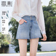 香影牛仔短褲女高腰2025夏裝新款淺藍色寬松小個(gè)子遮胯闊腿a字褲 牛仔藍 M 160/64A/95-110斤