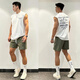 POUM無(wú)袖t恤男夏季新款美式寬松潮牌高級感印花籃球運動(dòng)上衣坎肩背心 ZJWP-M49白色 XL