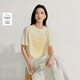 茵曼（INMAN）活力2025夏季潮流印花短袖t恤女士全棉打底衫上衣 黃色  XL 