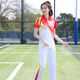 嘉蝶夏季廣播體操運(yùn)動(dòng)服套裝男女團(tuán)體健身操工間操?lài)?guó)家隊(duì)訓(xùn)練專(zhuān)用隊(duì)服 女士紅色上衣+白長(zhǎng)褲套裝 XXL