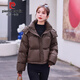 皮爾卡丹（pierre cardin）PU皮羽絨棉服女2025年冬季新款小個(gè)子免洗羽絨加厚保暖外套潮 咖色 L 建議110-125斤