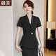 晨芙短袖小西裝外套女夏薄款氣質(zhì)職業(yè)套裝酒店工裝珠寶店美容院工作服 黑色西裝單件 XL 建議110-120斤