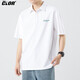 CLOR短袖男士夏季POLO領(lǐng)寬松打底衫潮流休閑薄款上衣T恤PL01白色XL
