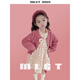 mlgt kids童裝女童連衣裙套裝春秋季寶寶長袖秋裝女孩碎花裙子兩件套 粉紅色 90 碼（建議80-90cm 1-2周歲)