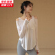 槿城瑜伽服運動(dòng)春秋季露肩寬松速干遮臀健身服專(zhuān)業(yè)跑步健身罩衫上衣潮 白色-T7890 L