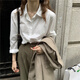 斤慕白色襯衫女2025早春小個(gè)子韓版氣質(zhì)通勤襯衣基礎(chǔ)內(nèi)搭休閑長(zhǎng)袖上衣 白色M
