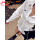 CTOX防曬白襯衫外套女2025夏季天薄款外搭開(kāi)衫寬松長(cháng)袖上衣全亞麻襯衣 白色 M 105-125斤