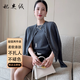 妃奧絨灰色圓領(lǐng)針織短外套女秋季2024新款氣質(zhì)顯瘦開衫兩件套內(nèi)搭毛衣 灰色 M