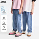 安奈兒（Annil）童裝男女童牛仔單褲2025夏新款 淺藍(lán)牛仔 160