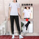 阿迪達斯 （adidas）女裝套裝 25秋季新款運動(dòng)服舒適透氣圓領(lǐng)短袖T恤梭織長(cháng)褲 兩件套IK7442+CW5773M