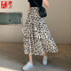 莜仙格夏季碎花雪紡百褶高腰半身裙子女夏季2024新款小個(gè)子a字半裙長(zhǎng)裙 杏色 M 建議 95-110斤