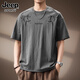 JEEP SPIRIT正品吉普高端短袖男國(guó)風(fēng)印花t恤男亞麻透氣夏季薄款寬松大碼速干 829灰色T恤 XL 碼 適合150-170斤