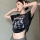 妙奕嘉復(fù)古美式短袖t恤女夏季2025新款設(shè)計(jì)感短款辣妹露臍打底衫上衣 美式復(fù)古短款辣妹露臍短袖 M 【建議115斤以?xún)?nèi)】