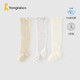 童泰（TONGTAI）嬰兒長(cháng)筒襪男女寶寶襪子兒童網(wǎng)眼花邊無(wú)骨寬口襪3雙裝黃色0-6月