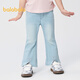 巴拉巴拉童裝兒童長(cháng)褲女童牛仔褲開(kāi)叉喇叭褲夏季褲子涼感時(shí)髦百搭 牛仔淺藍-涼感-88101 120