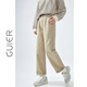 桂兒（guier）黑色九分牛仔褲女冬季2025新款高腰顯瘦寬松休閑直筒褲 卡其色 M