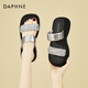 達芙妮（DAPHNE）夏季厚底涼拖鞋女外穿2025新款水鉆簡約海邊沙灘休閑一字拖 銀色 跟高6cm 35 (225mm)