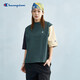 Champion冠軍短袖t恤女士新款刺繡拼色半袖潮牌上衣純棉 深綠色拼接 L